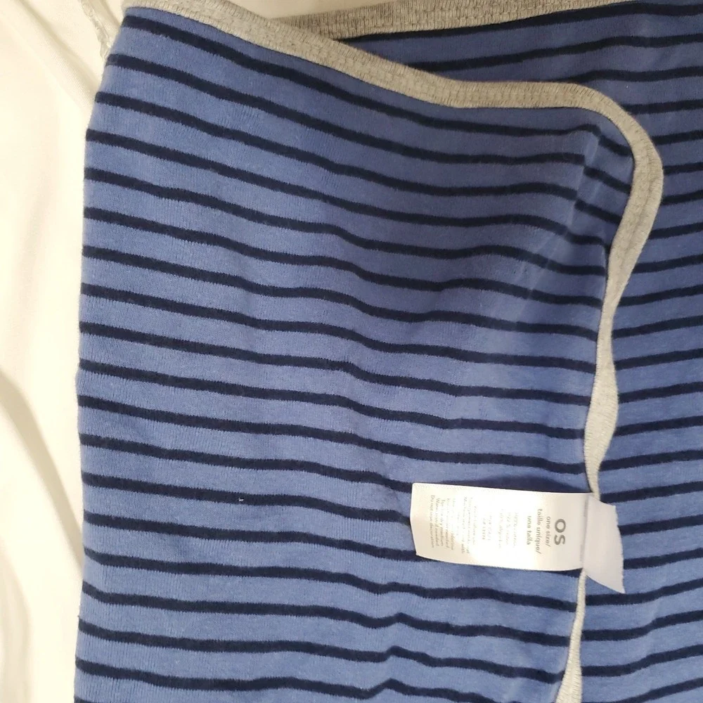 CARTER'S  Navy Blue Grey Striped Baby Swaddle Cotton BLANKET